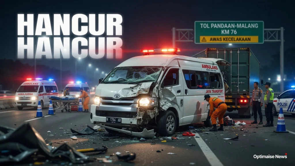 Tabrakan di Tol Pandaan-Malang: Hiace Hancur