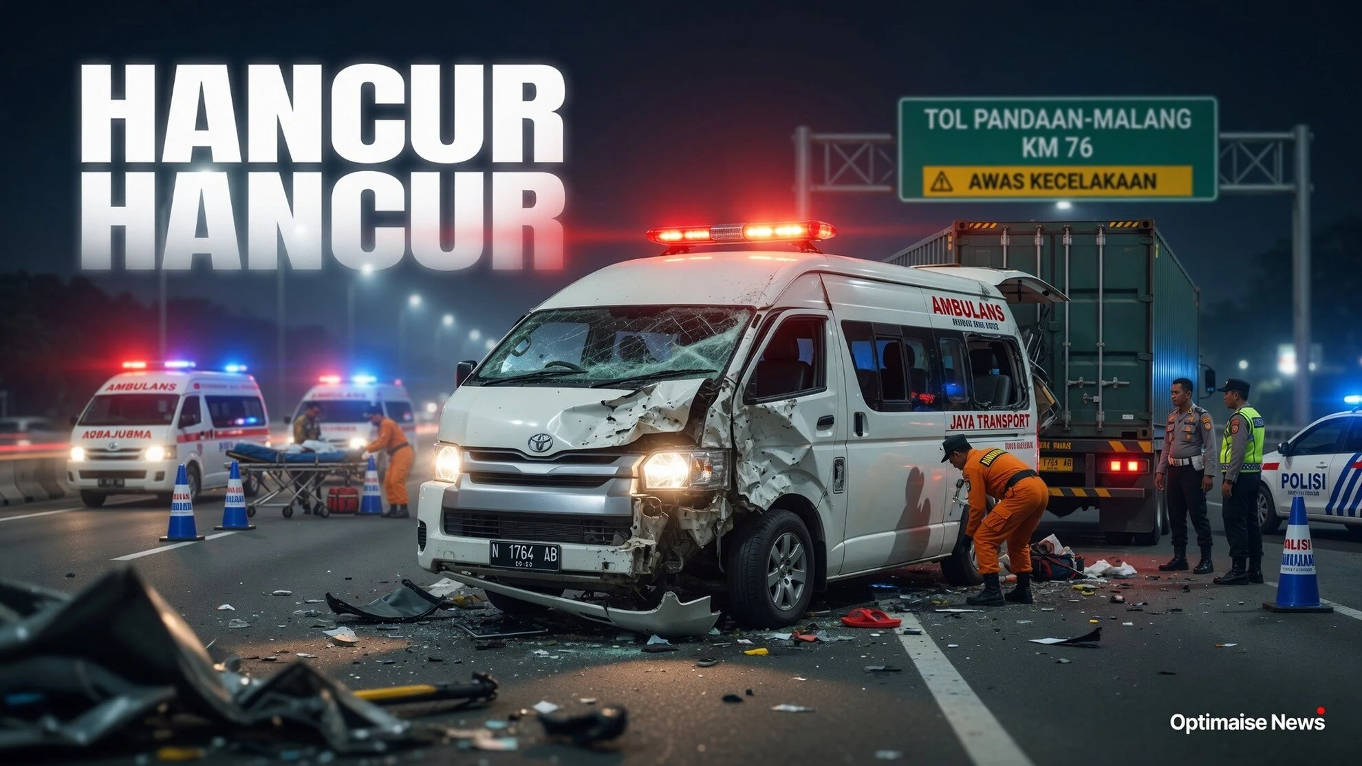 Tabrakan di Tol Pandaan-Malang: Hiace Hancur