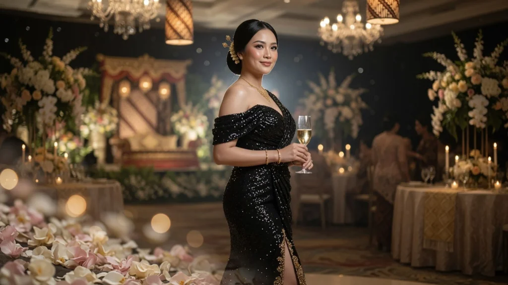 Komposisi Soft Glam Wajah dan Sanggul Rendah Klasik