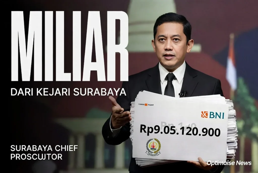 Terpidana TPPU Judi & Kejari Surabaya Antarkan Rp9,05 Miliar