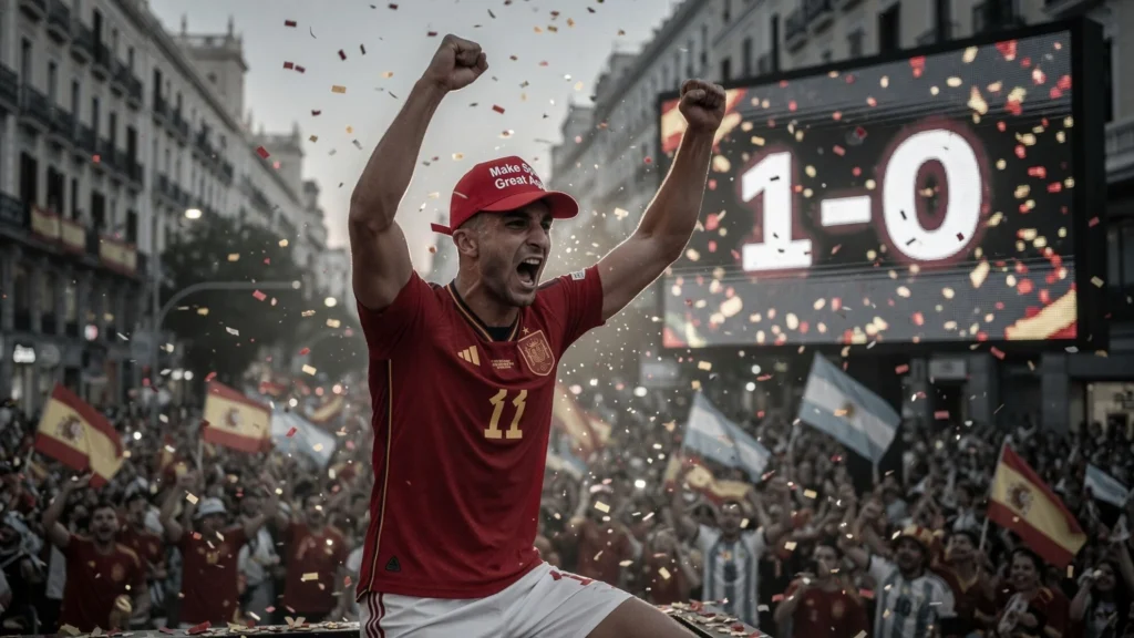 Momen parade juara Spanyol dan topi merah Ferran Torres
