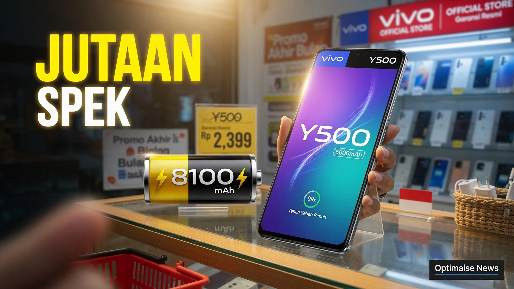 Vivo Y500 Resmi, Spesifikasi HP Baterai 8.100 mAh Mulai Rp5 Jutaan