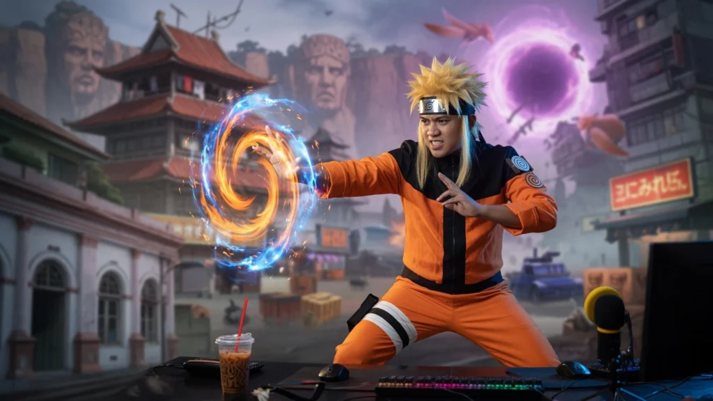 Cosplay Naruto Uzumaki dan Showmatch Bareng Pengunjung di Kota Tua