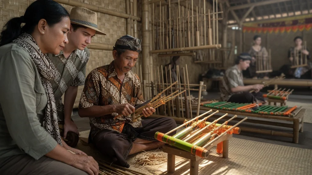 Alur Singkat di Bengkel: Bambu Menjadi Instrumen Angklung