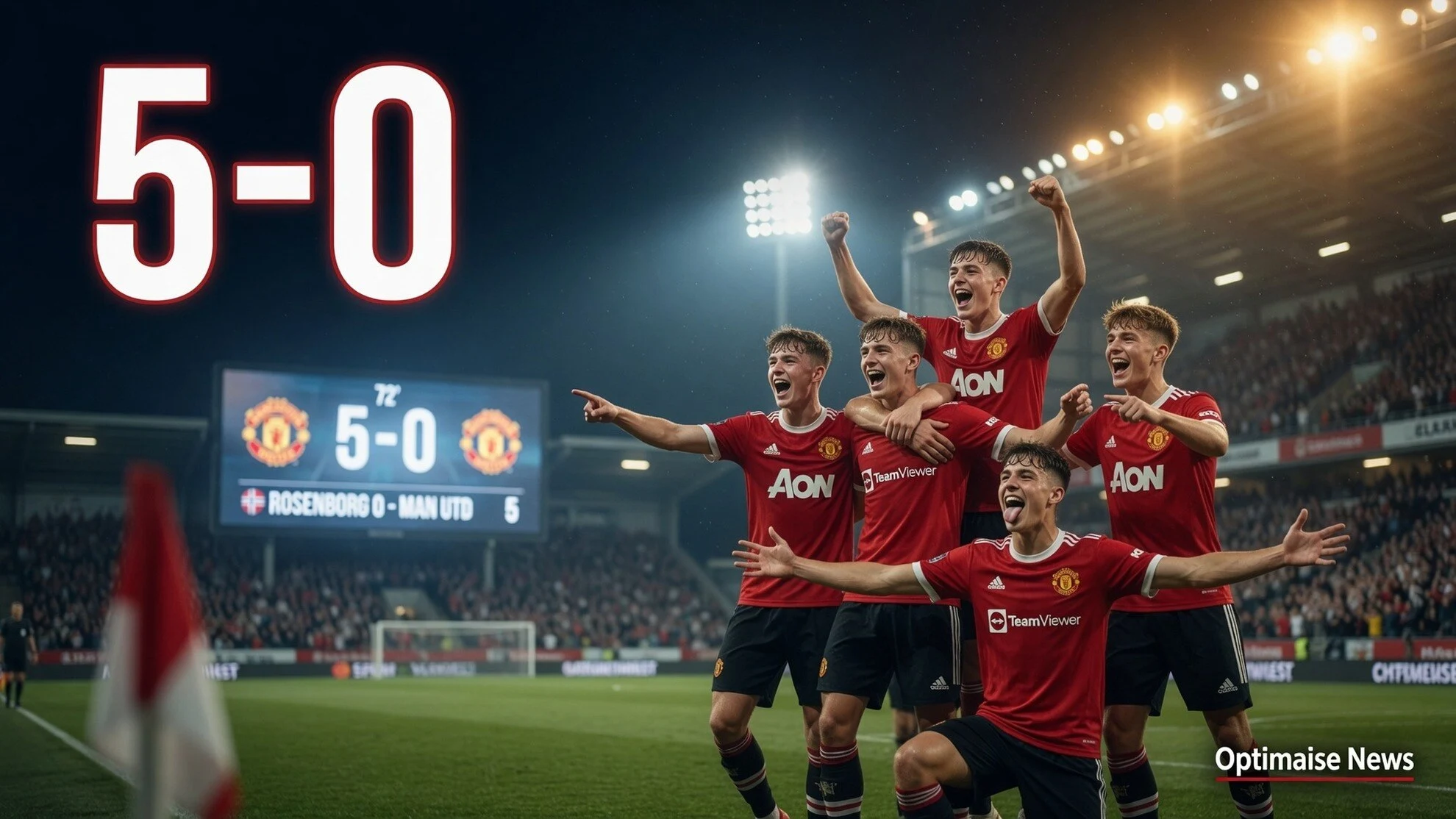 manchester united f.c. Bantai Rosenborg 5-0, Tiga Gol Muda Meledak 5-0