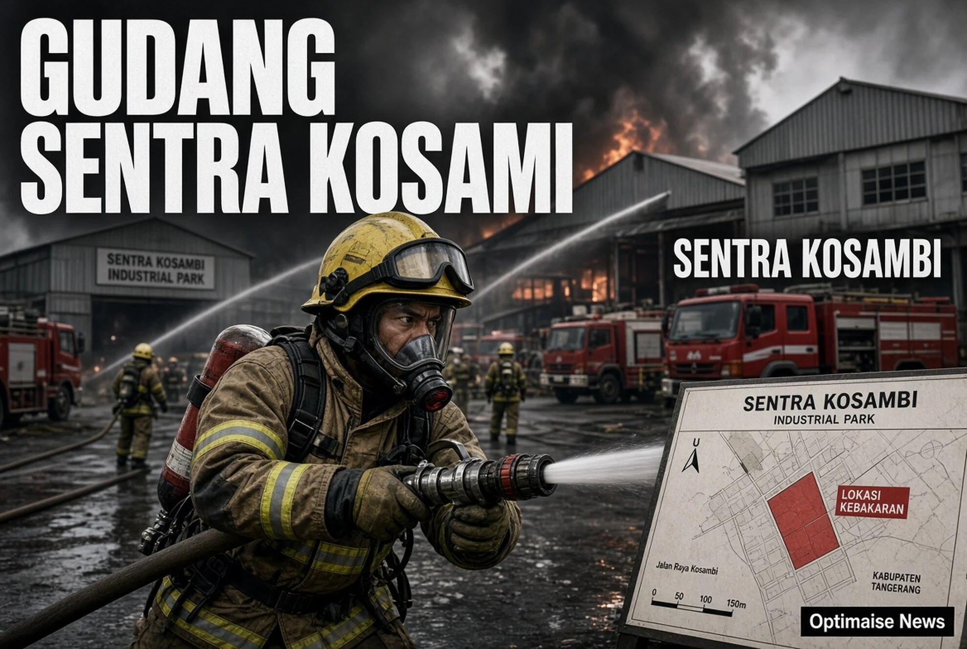 3 Gudang Sentra Kosambi Hangus: 10+ Armada Damkar