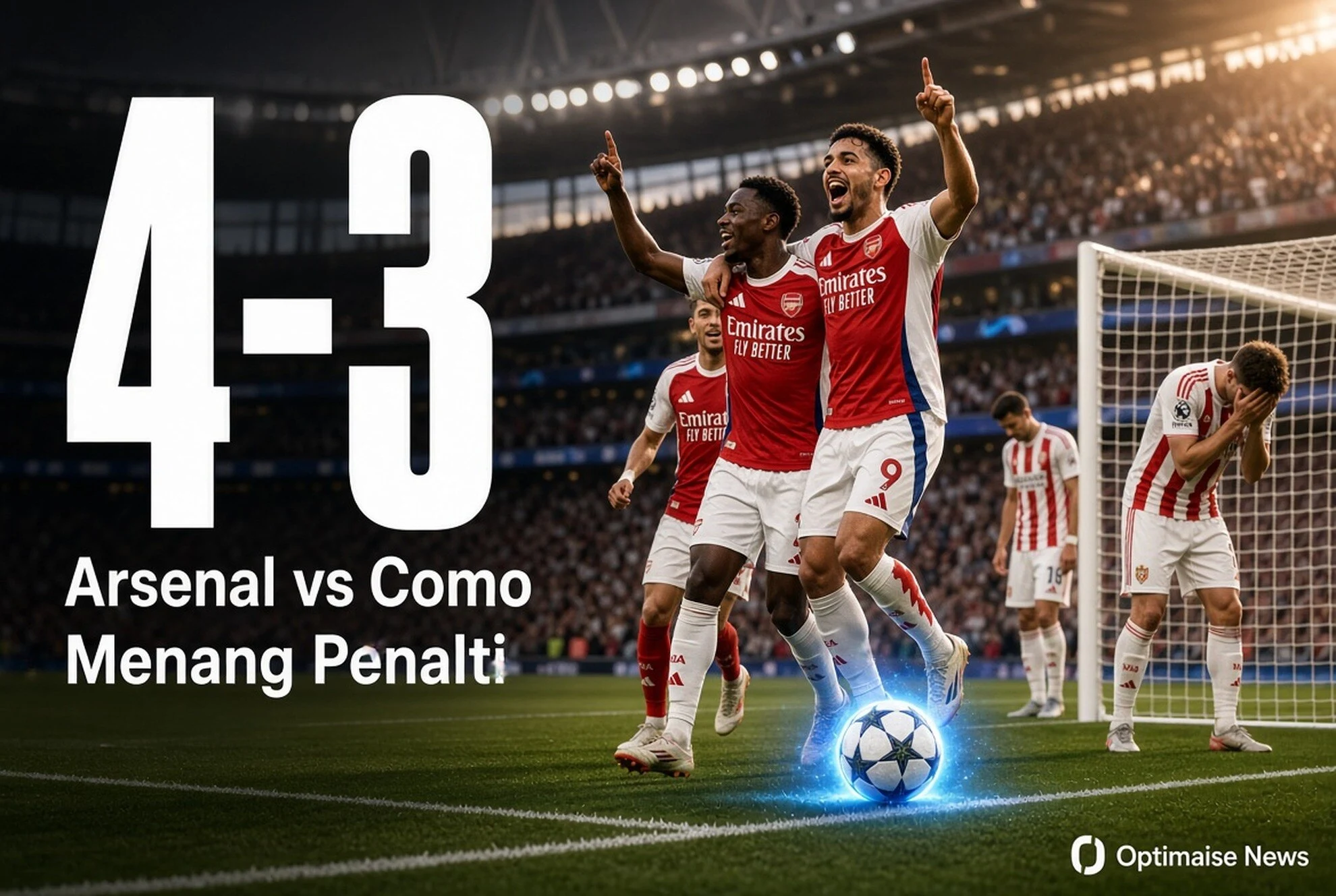 Arsenal vs Como Menang Penalti 4-3 Usai Imbang 1-1 di Pramusim