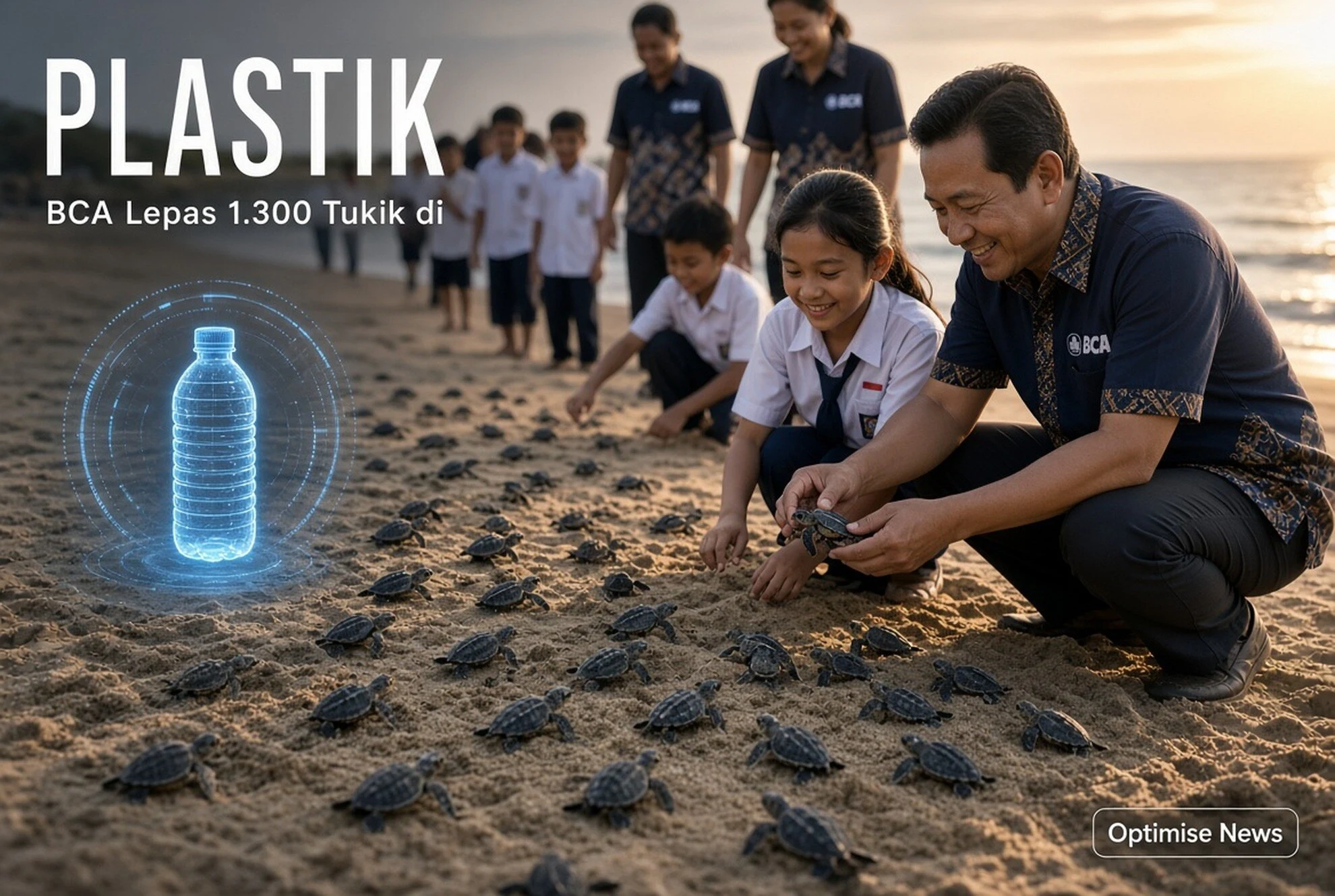 BCA Lepas 1.300 Tukik di Banyuwangi dari Program 10 Botol Plastik