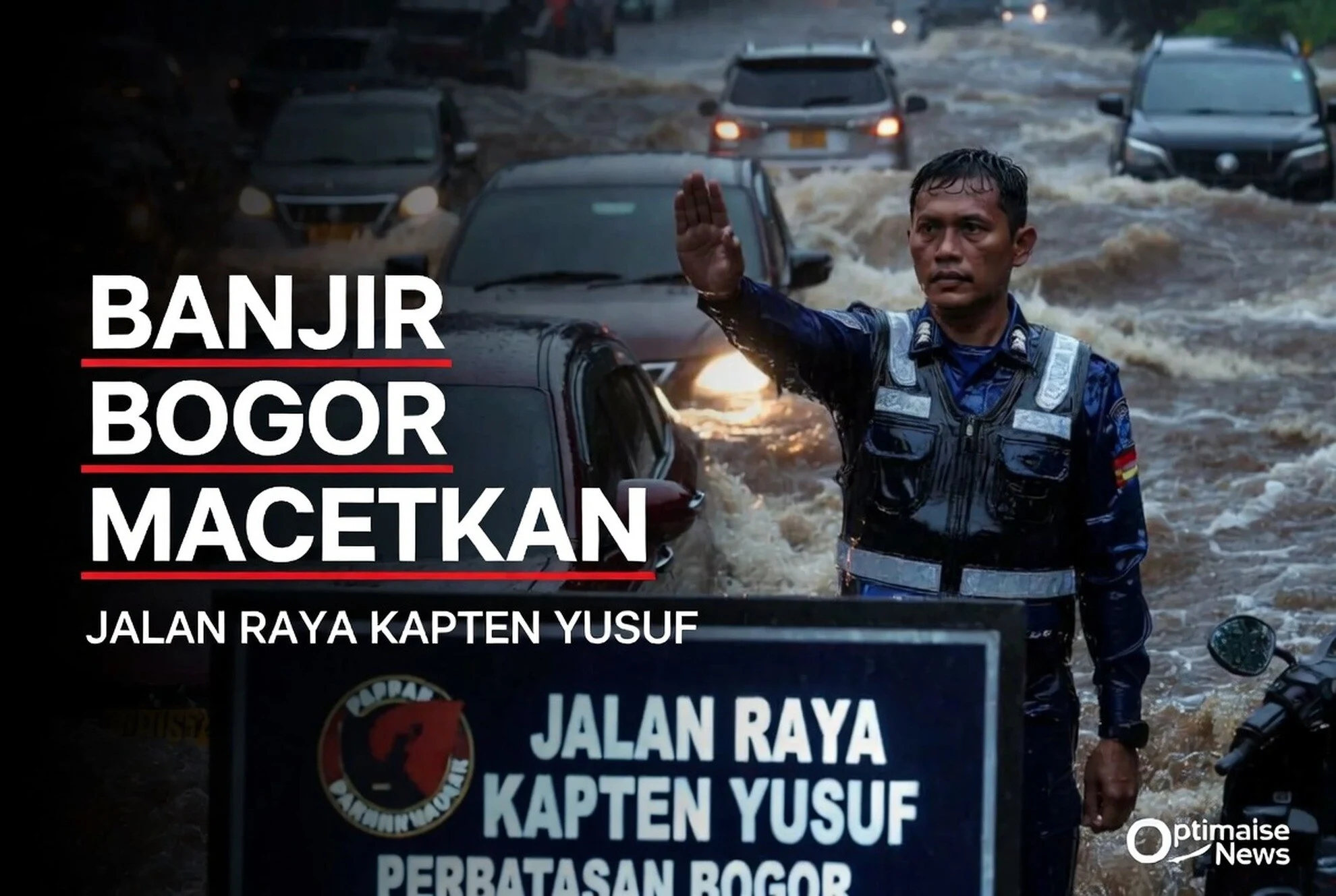 Banjir Bogor Macetkan Lalu Lintas di Jalan Kapten Yusuf