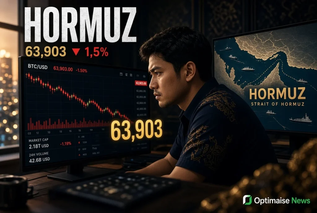 Bitcoin Anjlok 1,5% ke US$63.903 Imbas Ketidakpastian Selat Hormuz
