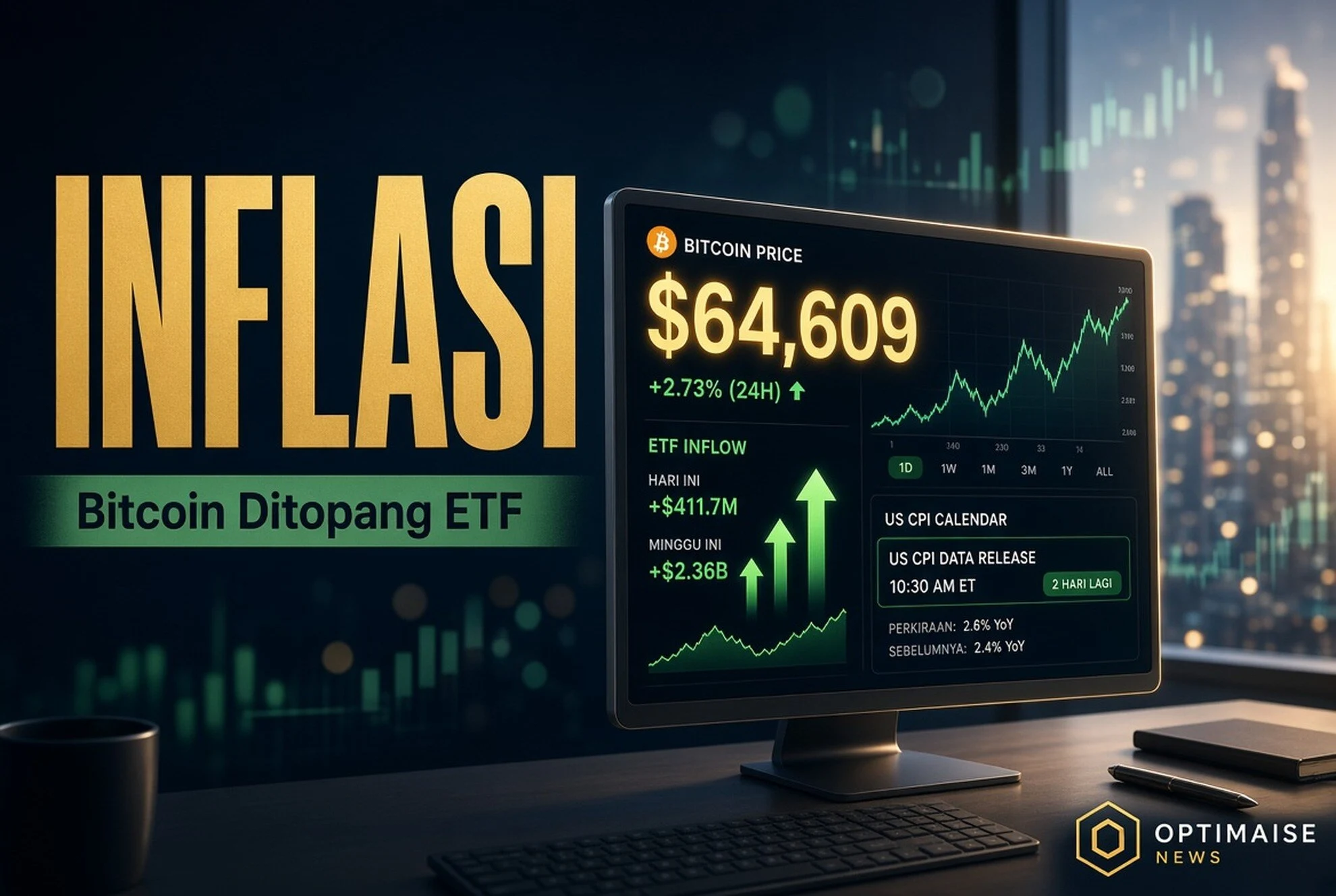 Bitcoin Ditopang ETF, Data Inflasi AS Jadi Ujian US$64.609