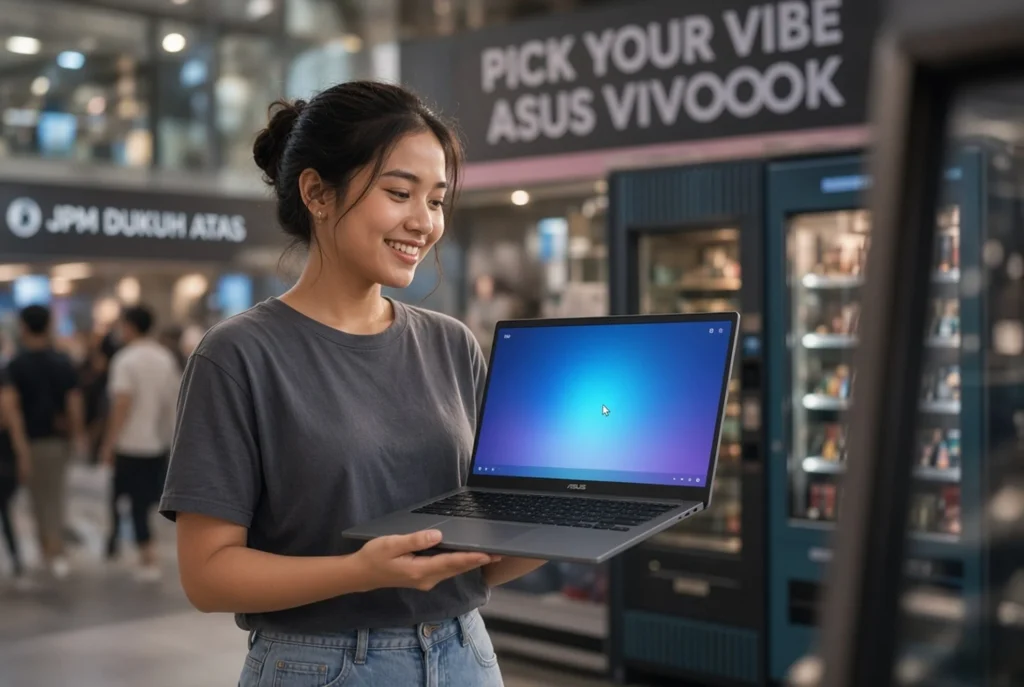 Vending Machine Aksesori dan Undian Bulanan Hadiah Laptop