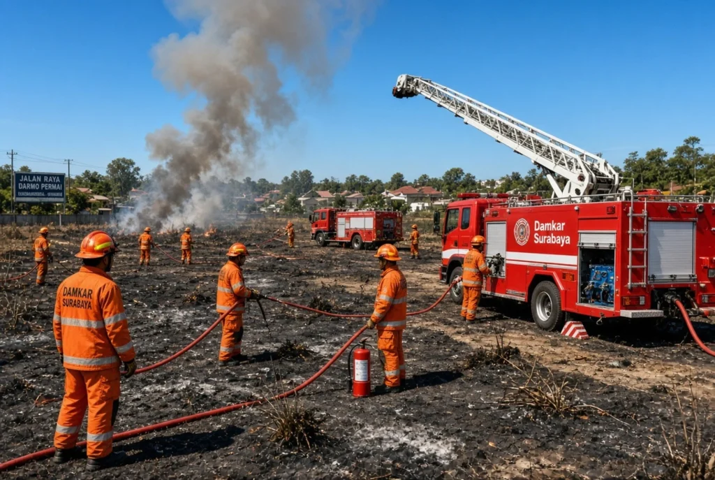 Pemadaman Intensif 8 Unit Damkar Berlangsung 3 Jam Pukul 10.00 WIB
