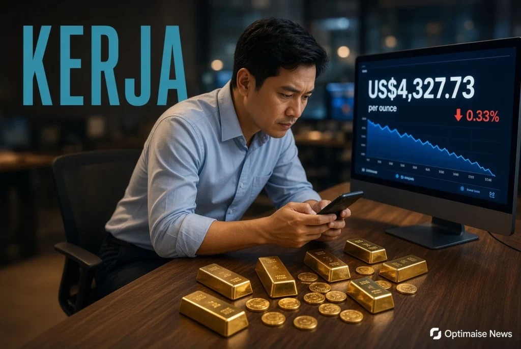 Emas Spot US$4.327 Koreksi Usai Puncak Tujuh Pekan Data Kerja AS