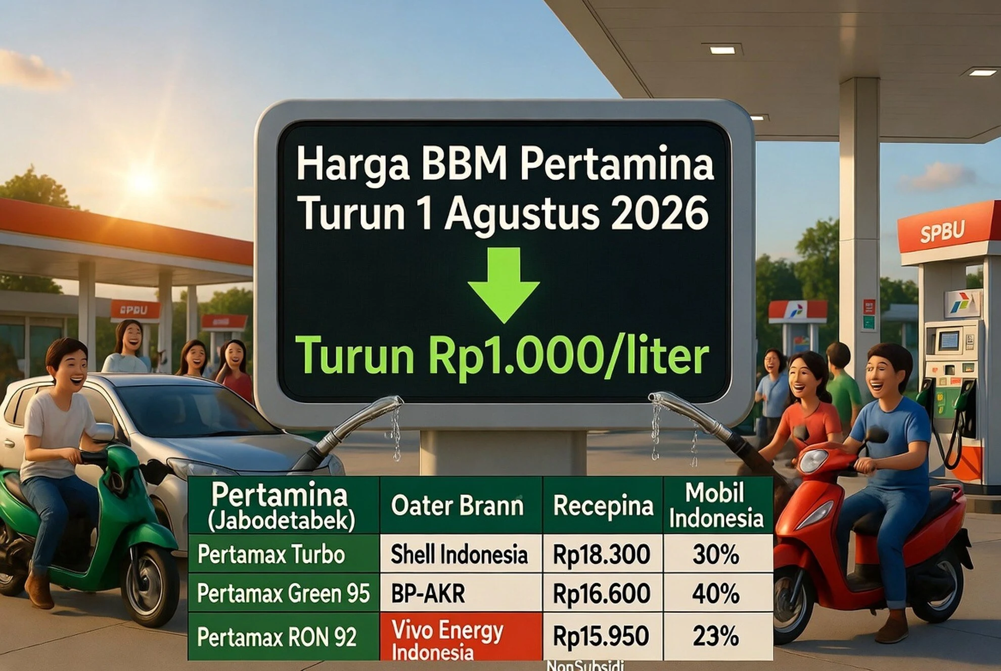 Harga BBM Pertamina Turun 1 Agustus 2026
