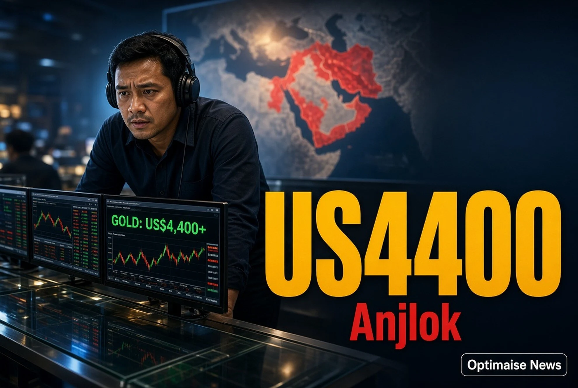 Harga Emas Anjlok Hampir 2% tapi Bertahan di Atas US$4.400