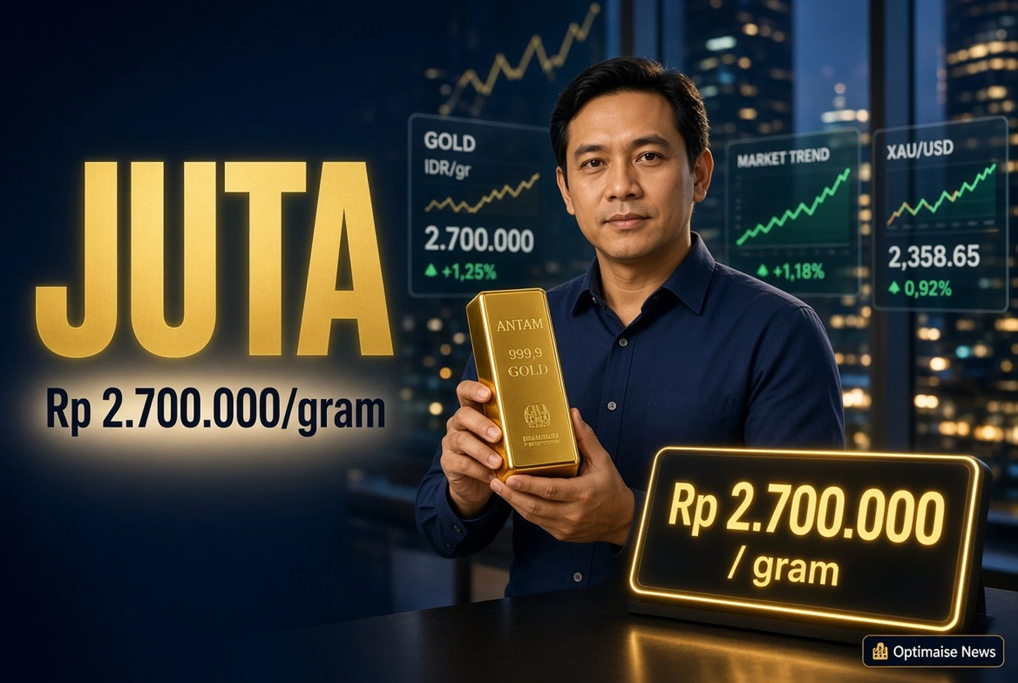 Harga Emas Antam Naik ke Rp2,7M/gram, Buyback Rupiah 2,546 Juta