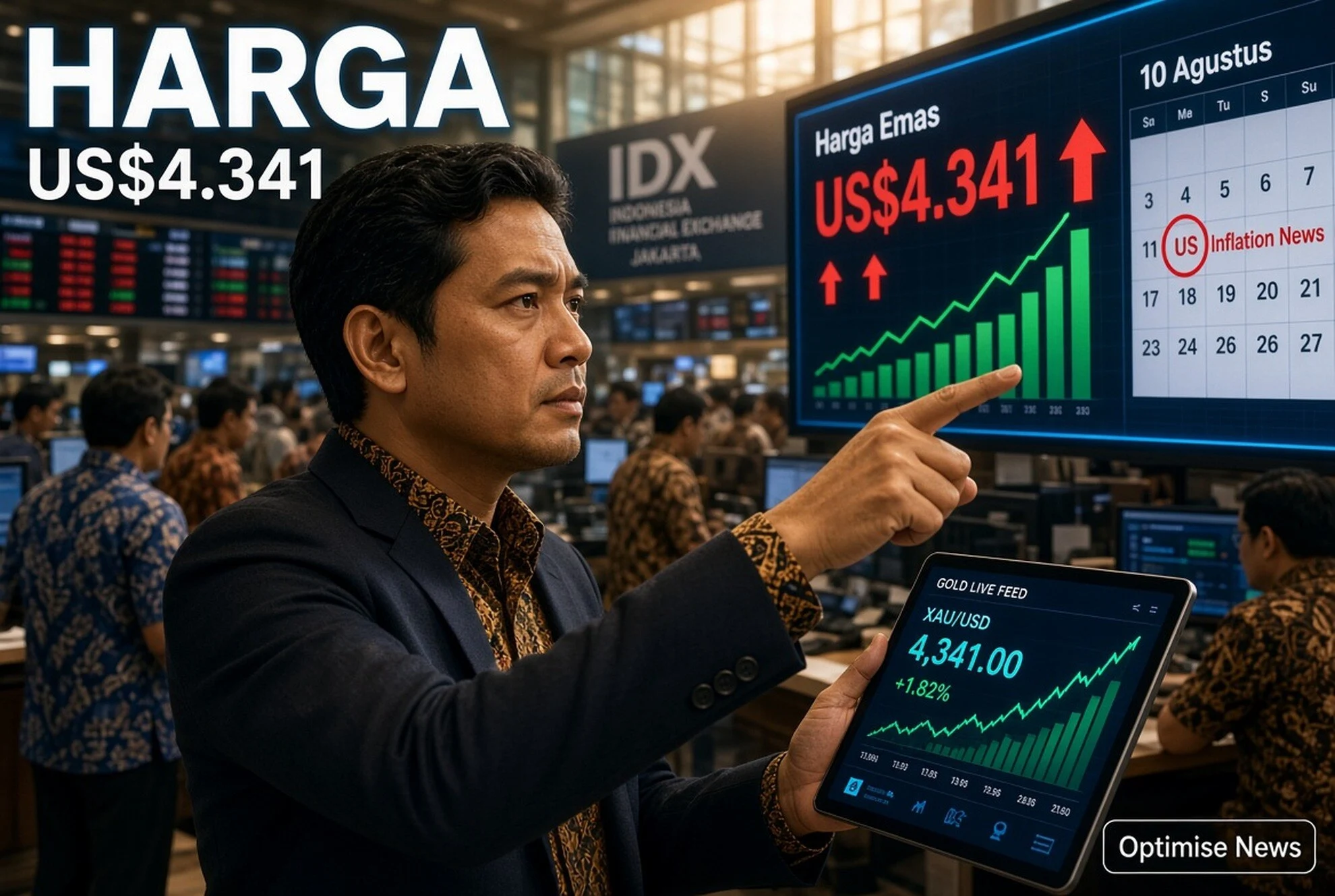 Harga Emas Bertahan US$4.340,68 Usai Lonjakan 7,4% Sepekan