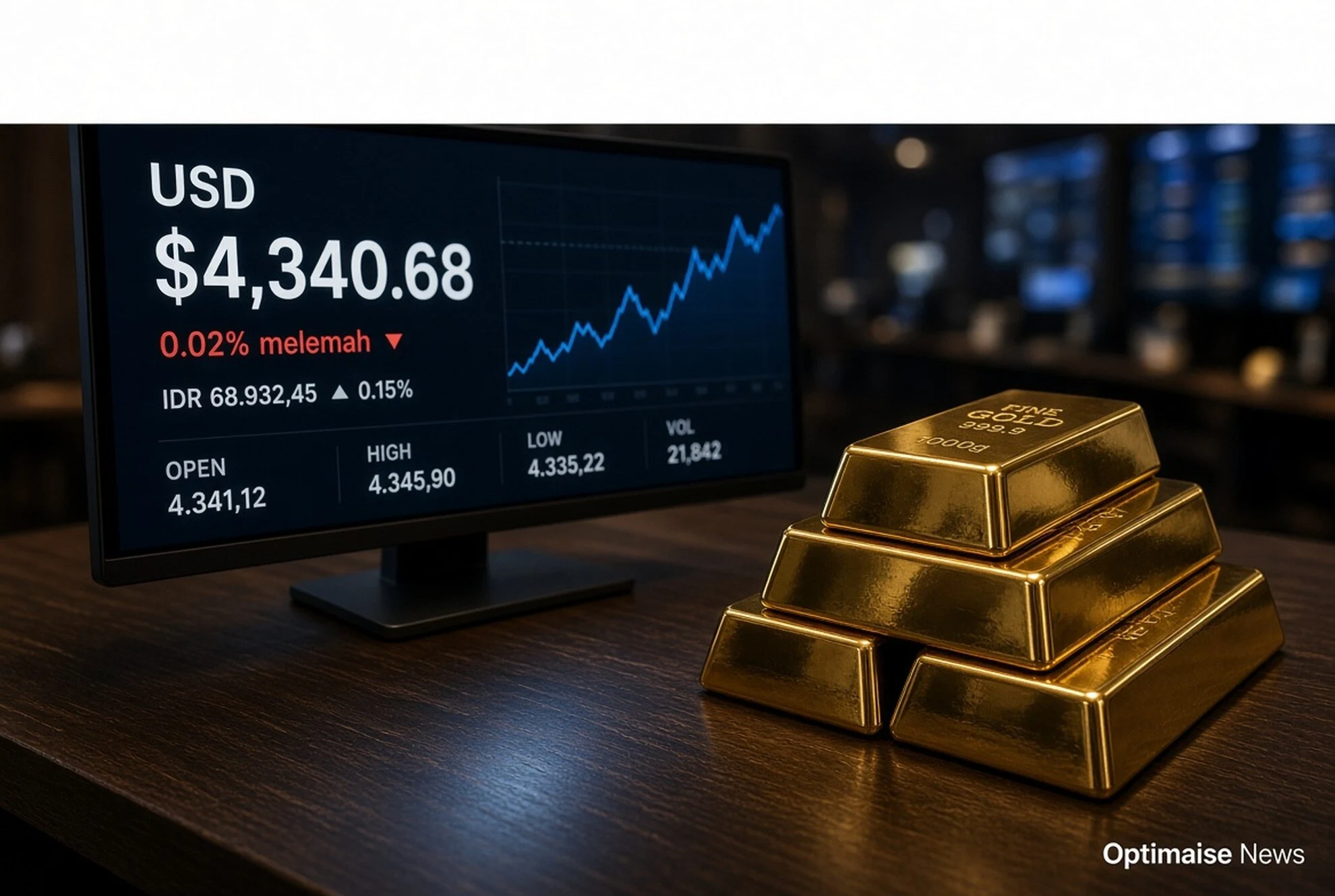Harga Emas Melemah Tipis ke US$4.340 Usai Reli 7,4% Sepekan