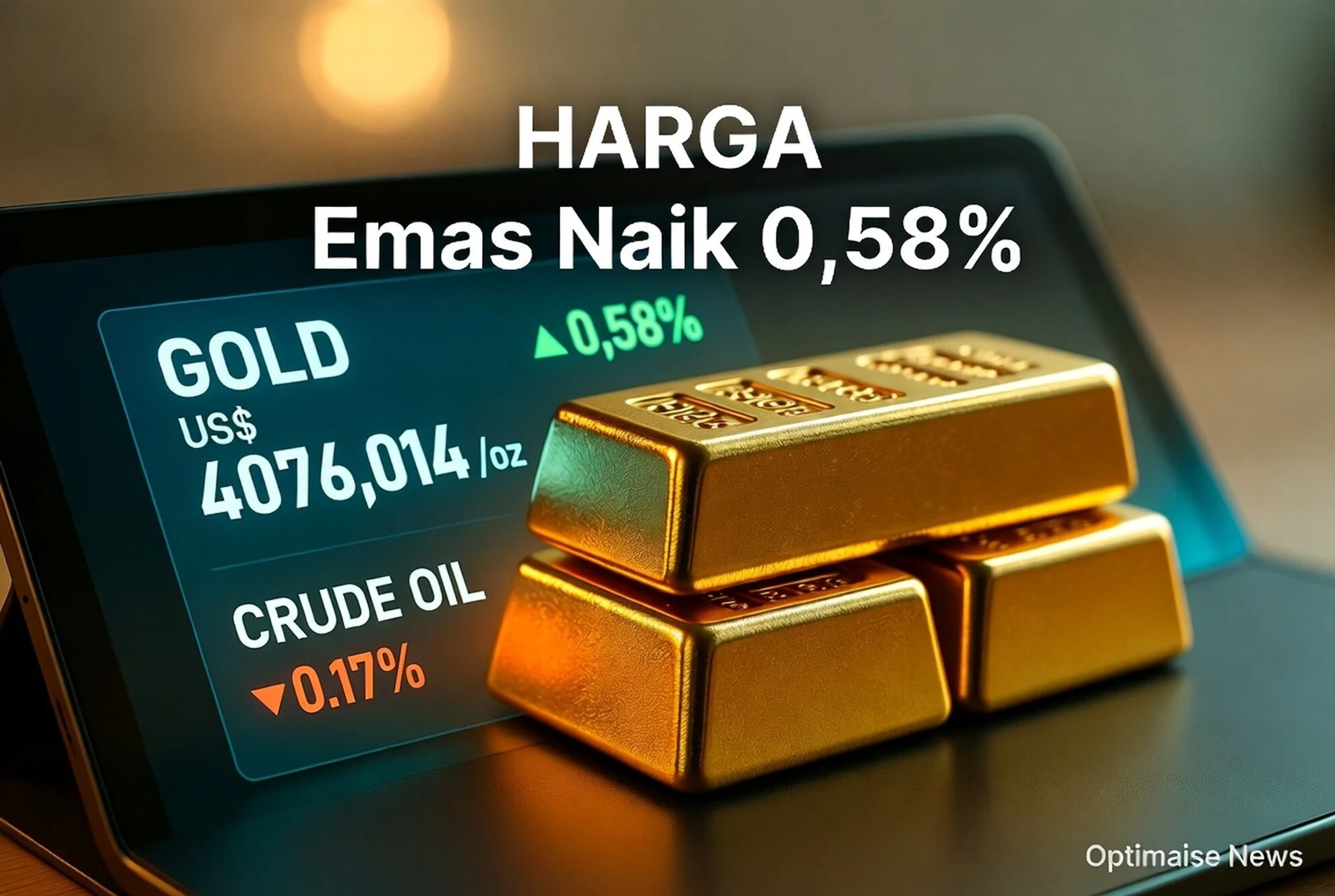 Harga Emas Naik 0,58% ke US$4.076 usai Minyak Anjlok