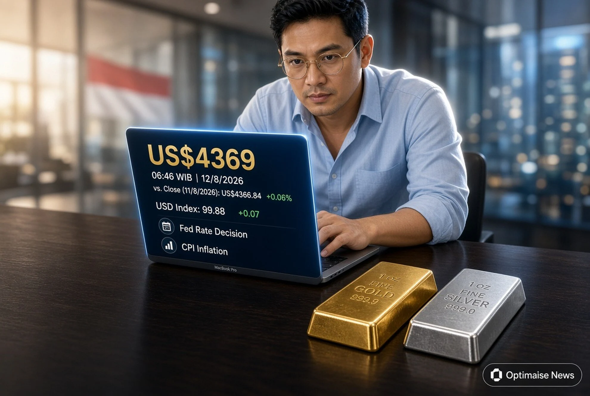 Harga Emas Naik Tipis ke US$4.369,78 Jelang Data Inflasi AS
