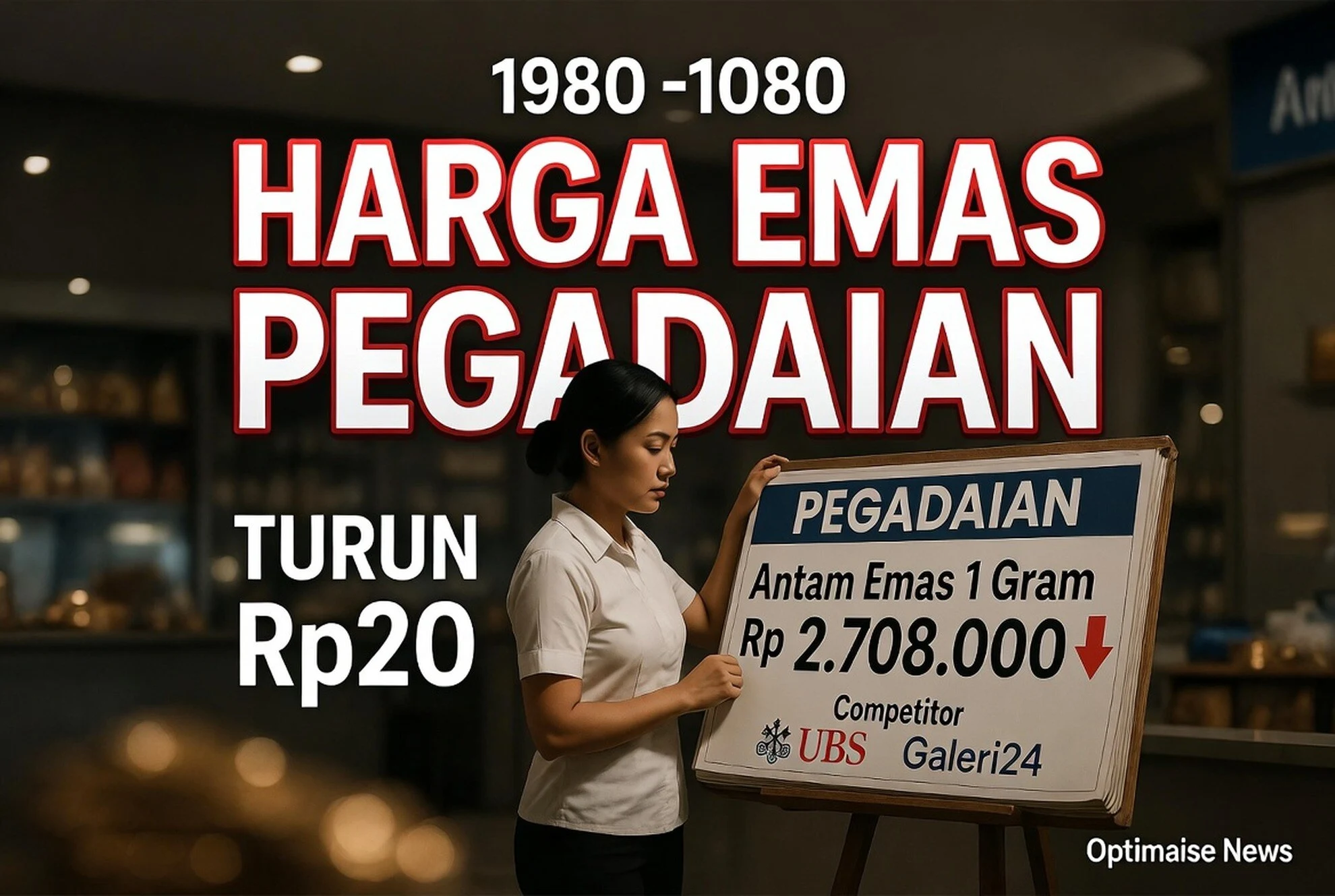 Harga Emas Pegadaian Turun Rp20 Ribu, Antam Jadi Rp20 Ribu