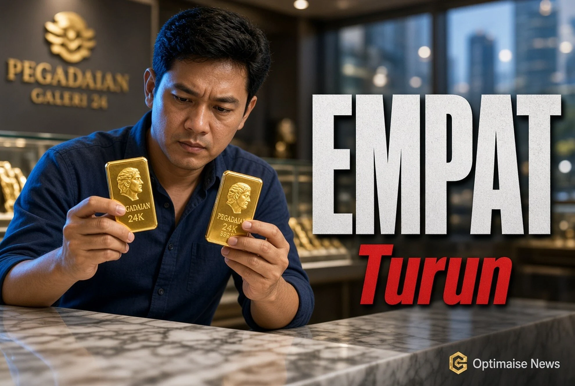 Harga Emas Pegadaian Turun Serentak di Empat