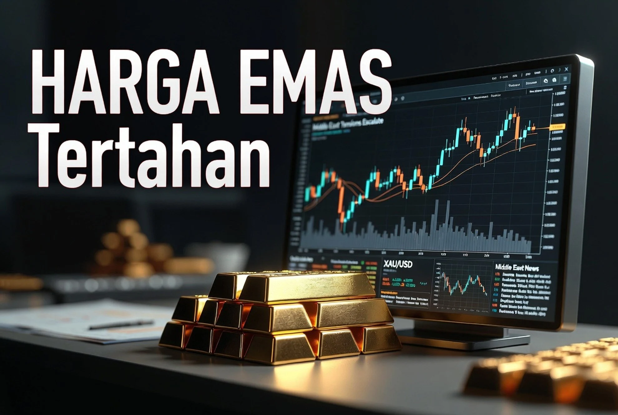 Harga Emas Tertahan Naik Meski Dolar AS