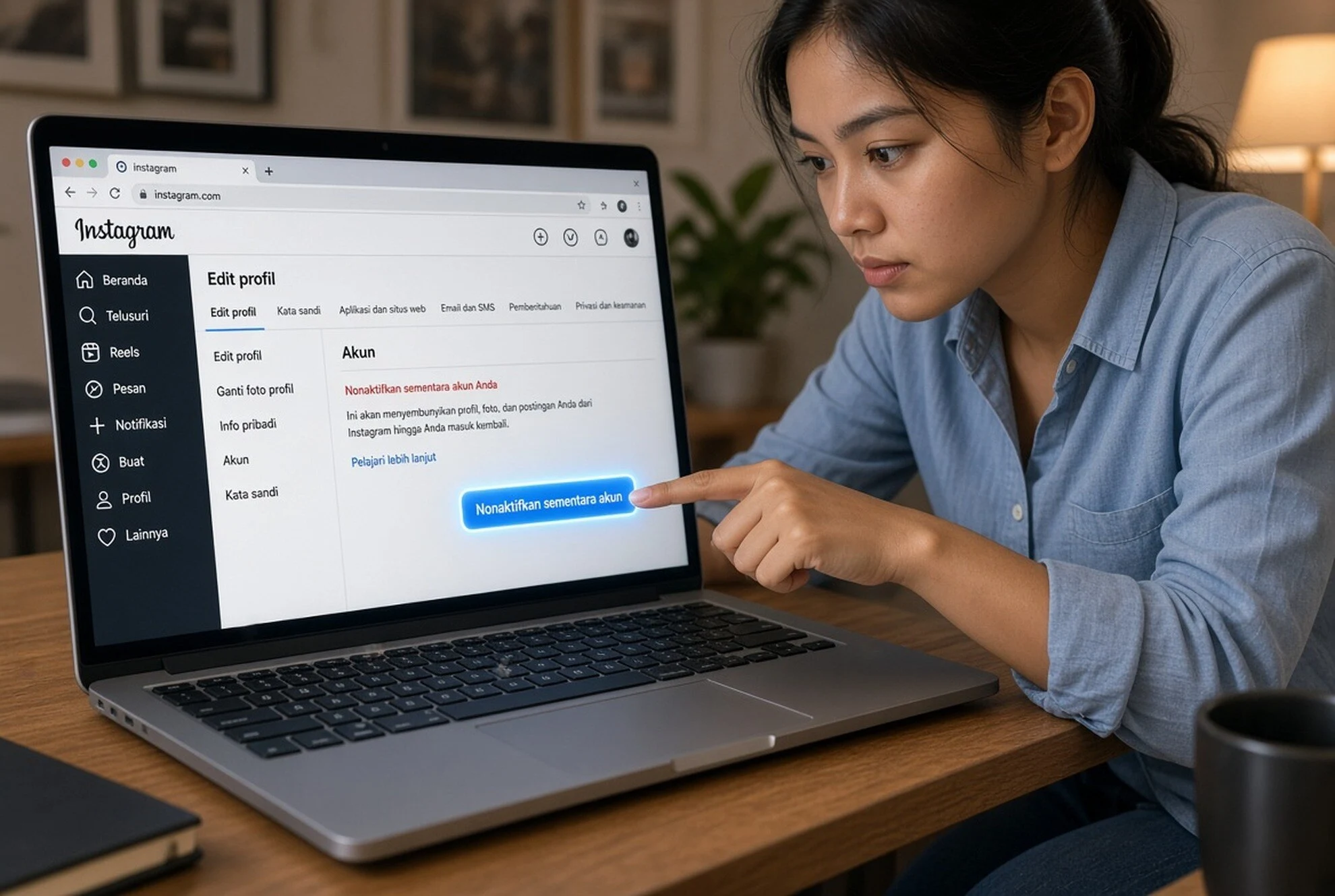 Jeda Instagram lewat Laptop: Sementara Utuh