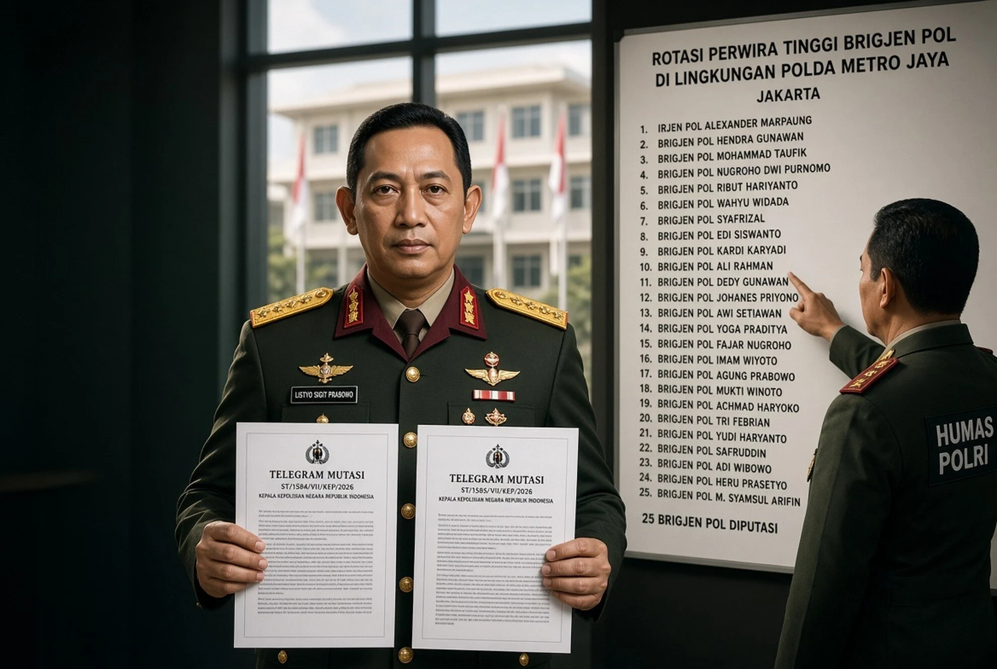 Kapolri Mutasi 25 Brigadir Jenderal Polisi Demi Penyegaran POLRI 2026