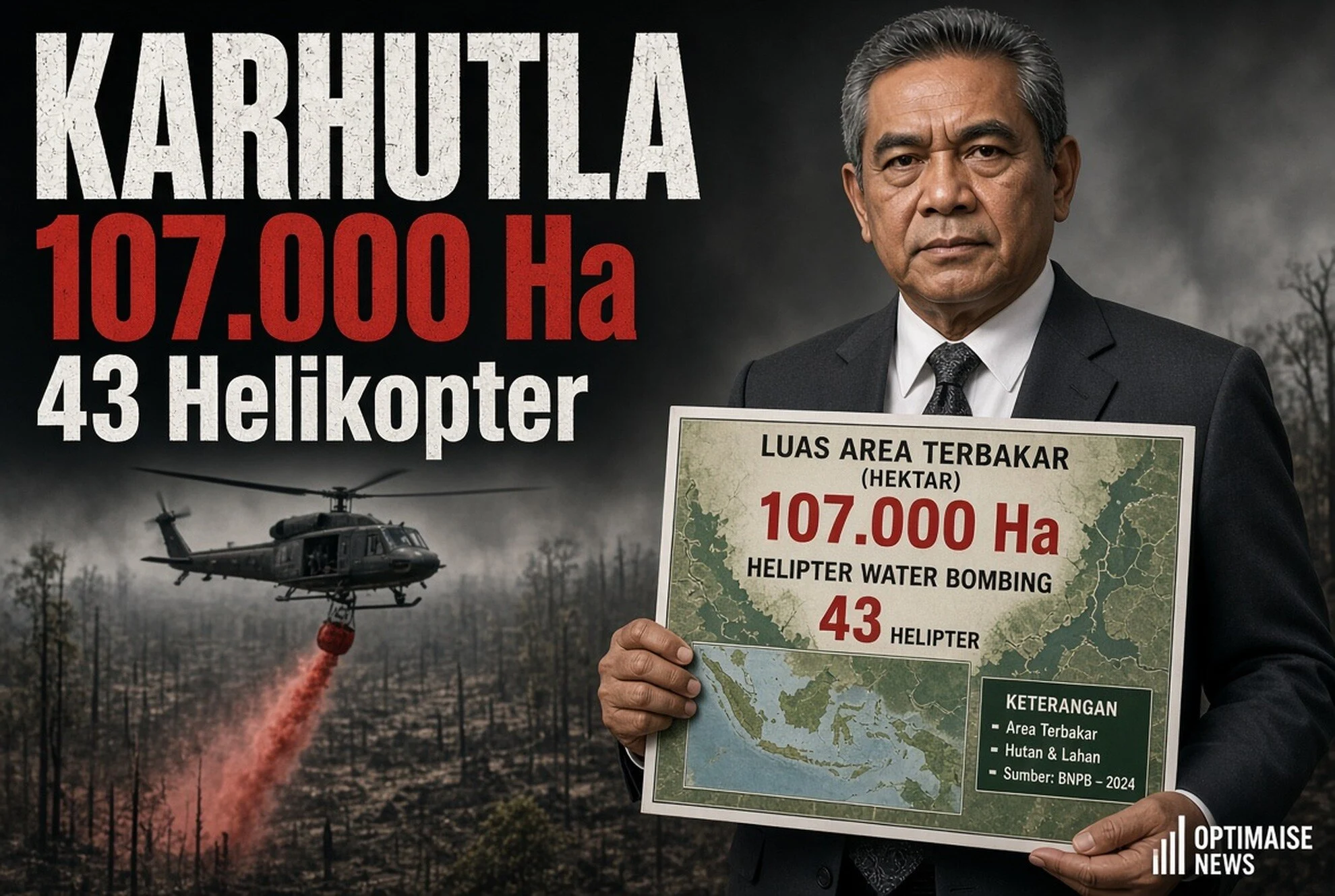 Karhutla 107 Ribu Ha: 43 Helikopter Siaga