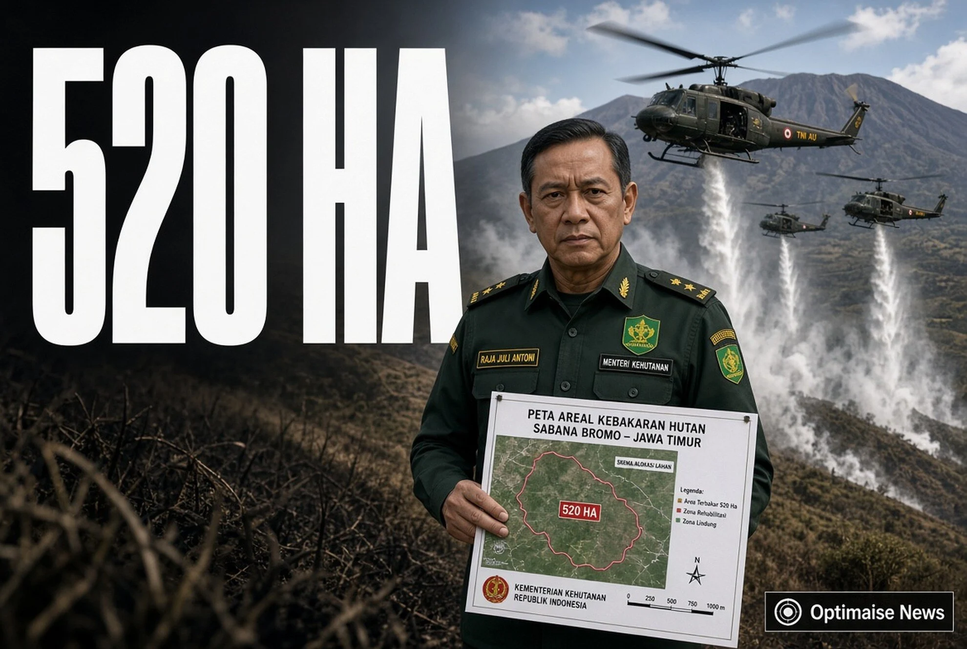Karhutla Bromo 520 Ha, Menhut Genjot Water Bombing 30 Kali Sehari