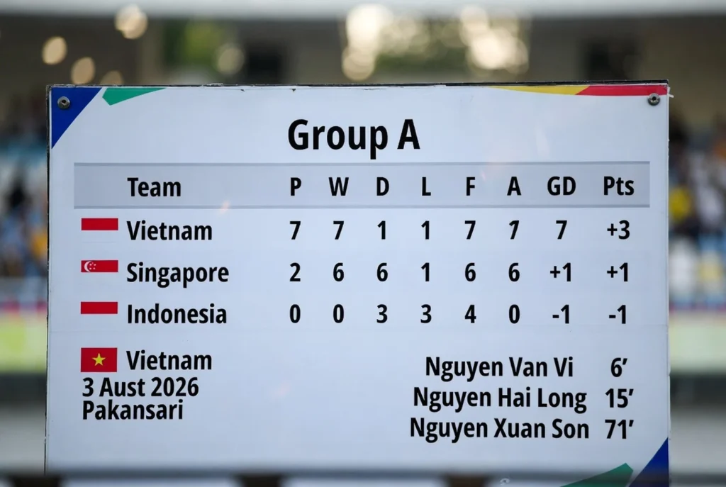 Update klasemen sementara Grup A Piala AFF 2026