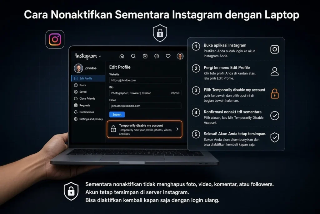 Cara Nonaktifkan Lewat Laptop menggunakan Browser