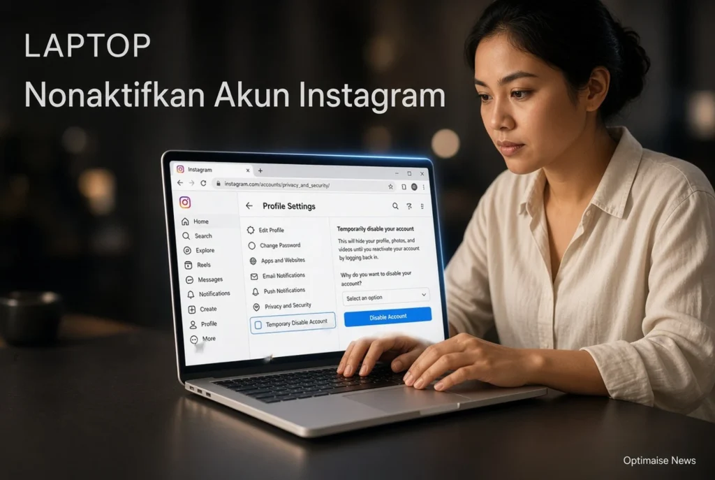 Laptop Mudah Nonaktifkan Akun Instagram Sementara atau Permanen