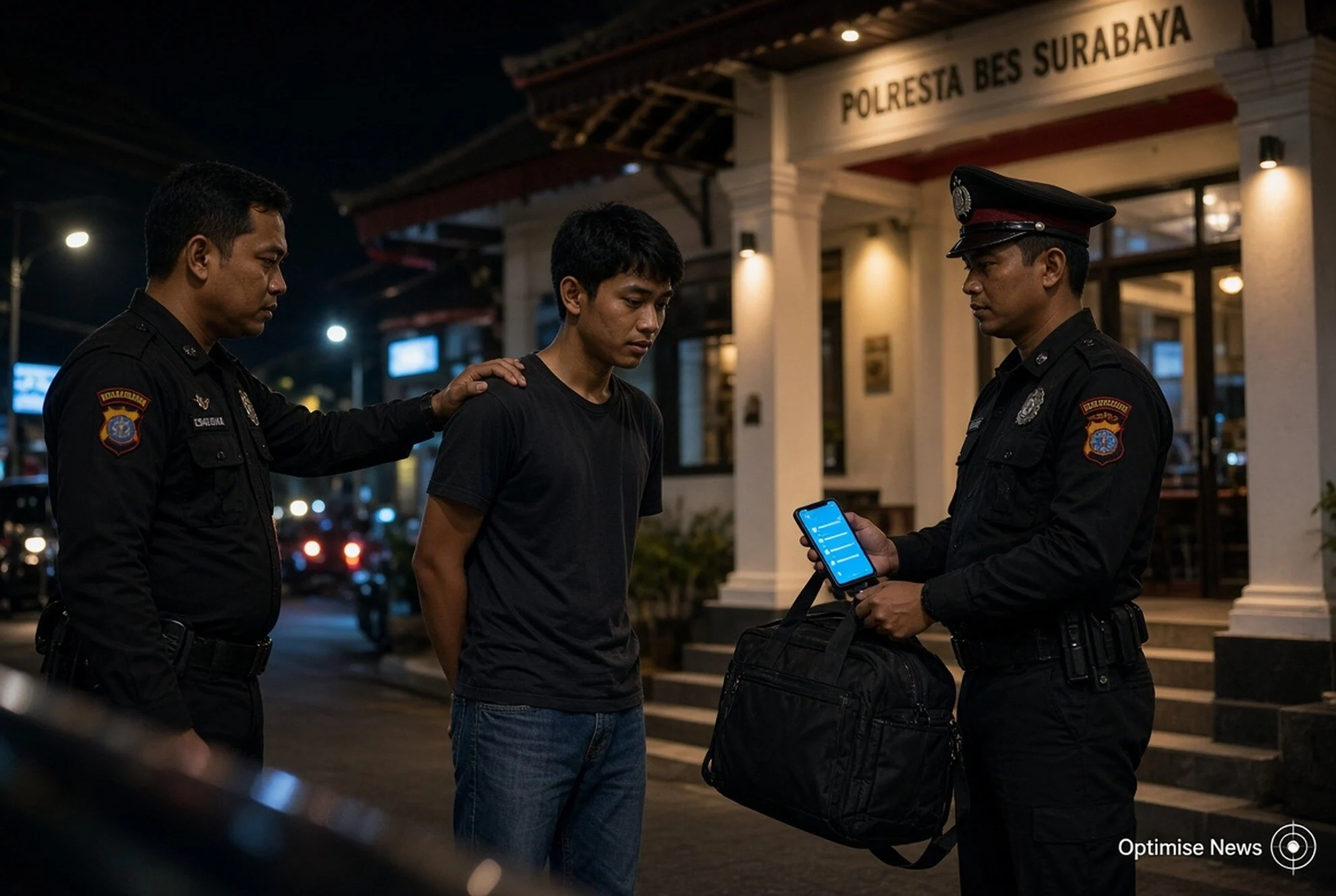 Laurens Serahkan Diri ke Polrestabes Surabaya