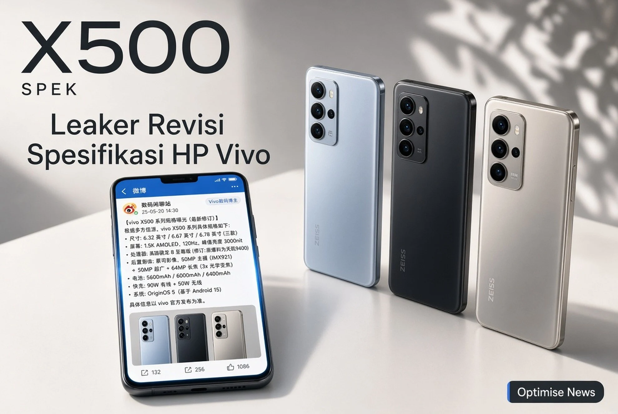 Leaker Revisi Spesifikasi HP Vivo X500