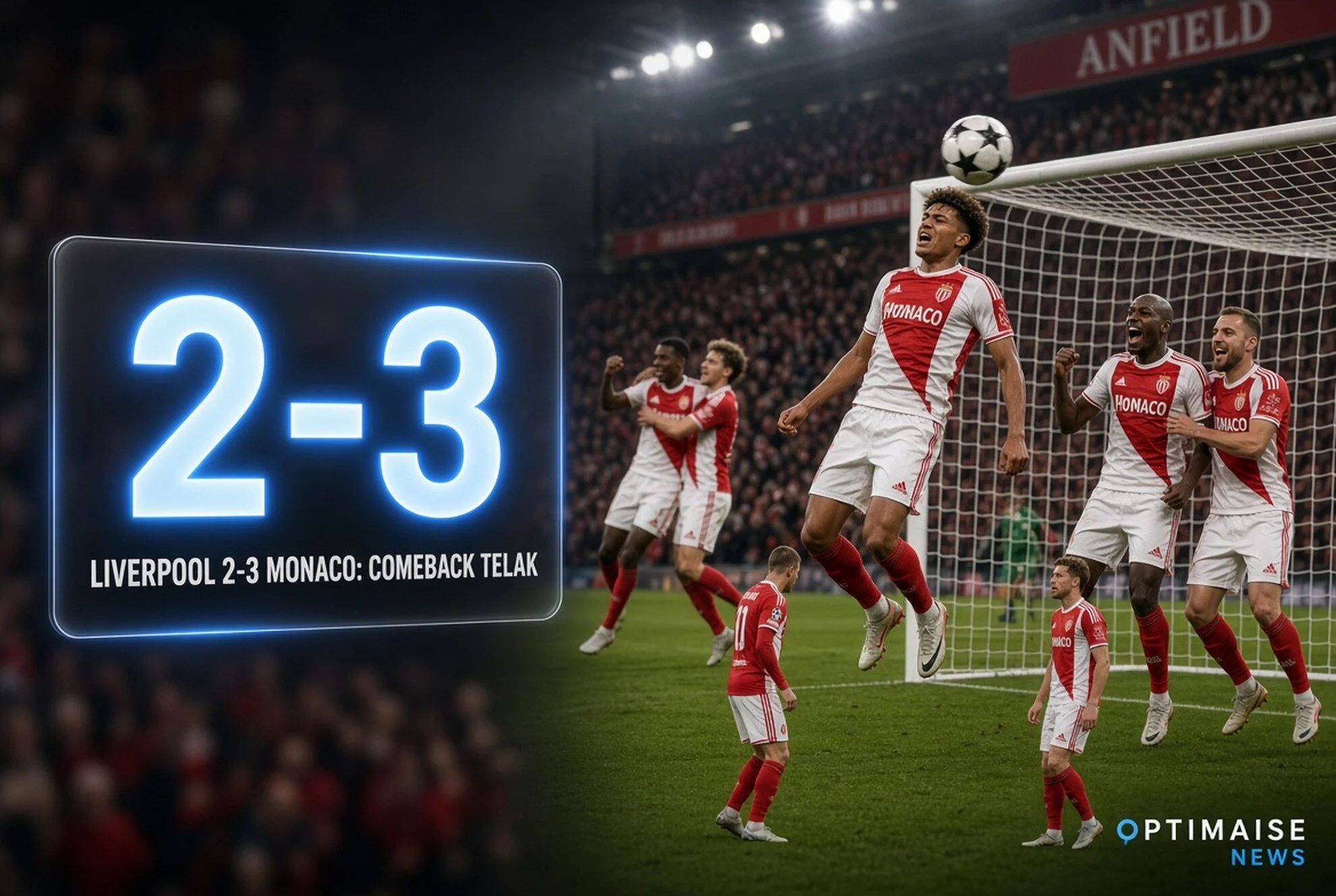 Liverpool 2-3 Monaco: Comeback Telak di Anfield Usai Unggul 2-0