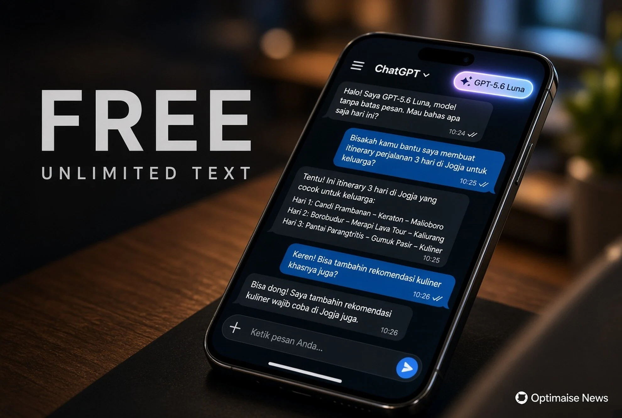 OpenAI Setel GPT-5.6 Luna Default Free