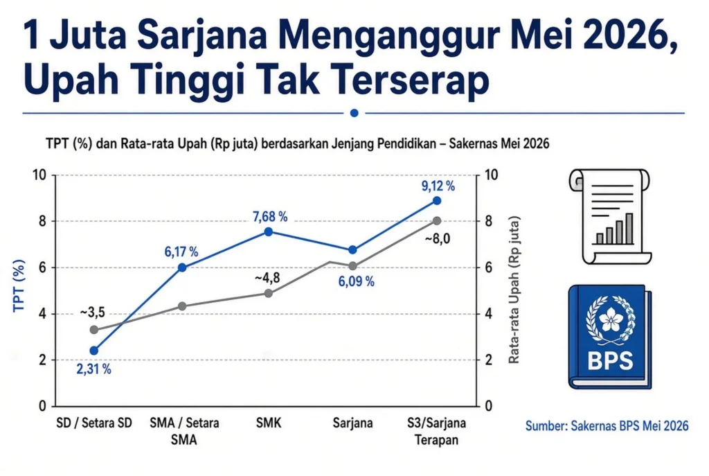 Perbandingan TPT dan Upah Rata-rata Antarjenjang Pendidikan