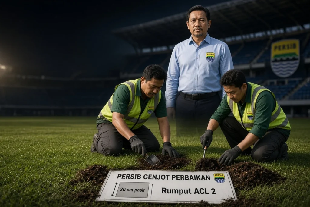 Persib Genjot Perbaikan Rumput Stadion Gelora Bandung Lautan Api