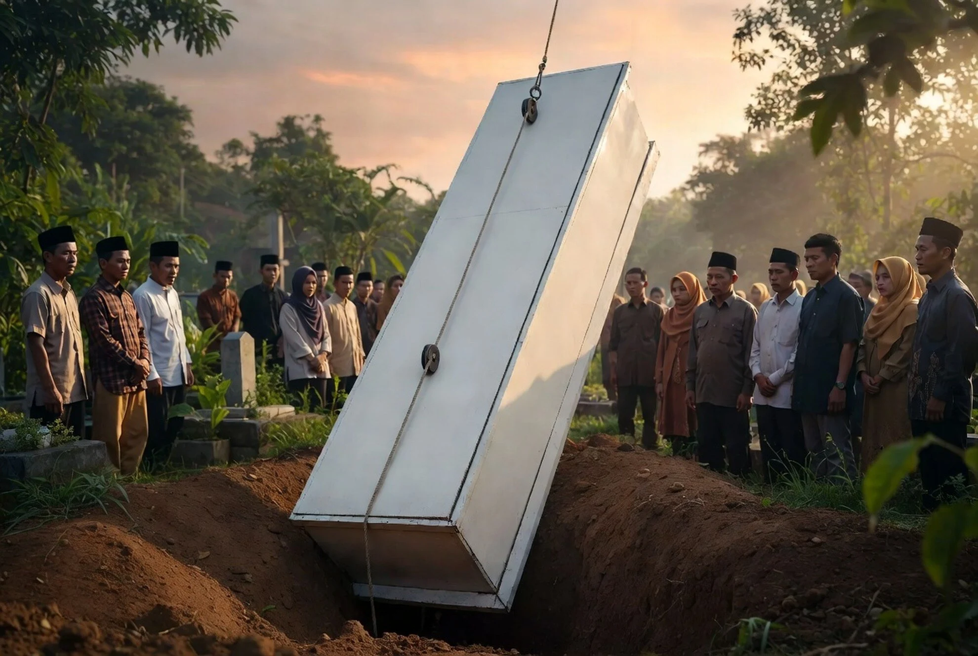 Pertama di Sragen: 35 Petugas Turunkan Jenazah 300 Kg Pakai Vertical