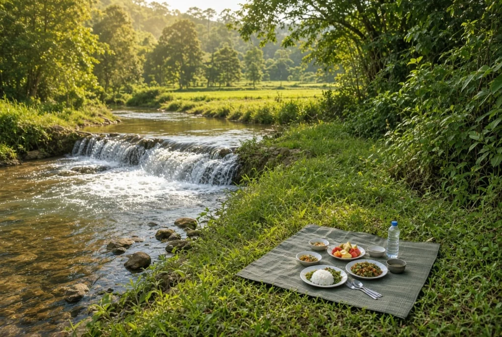 Aktivitas outdoor gratis di tepi sungai Pucangsongo
