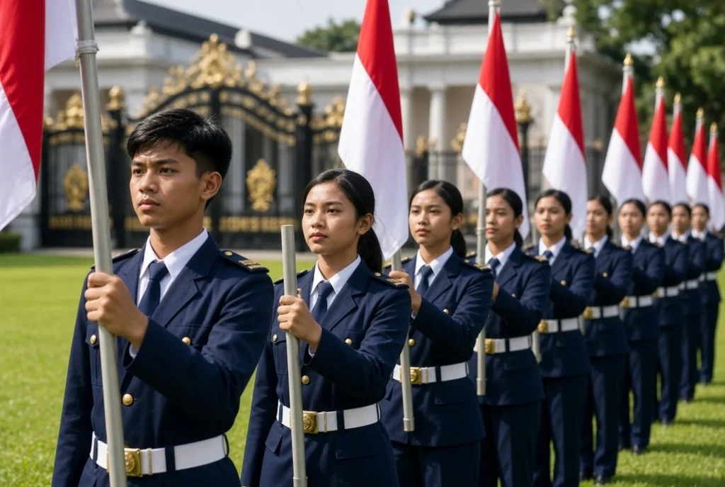 Penyesuaian Baris-Berbaris di Rumput Tebal Istana Merdeka