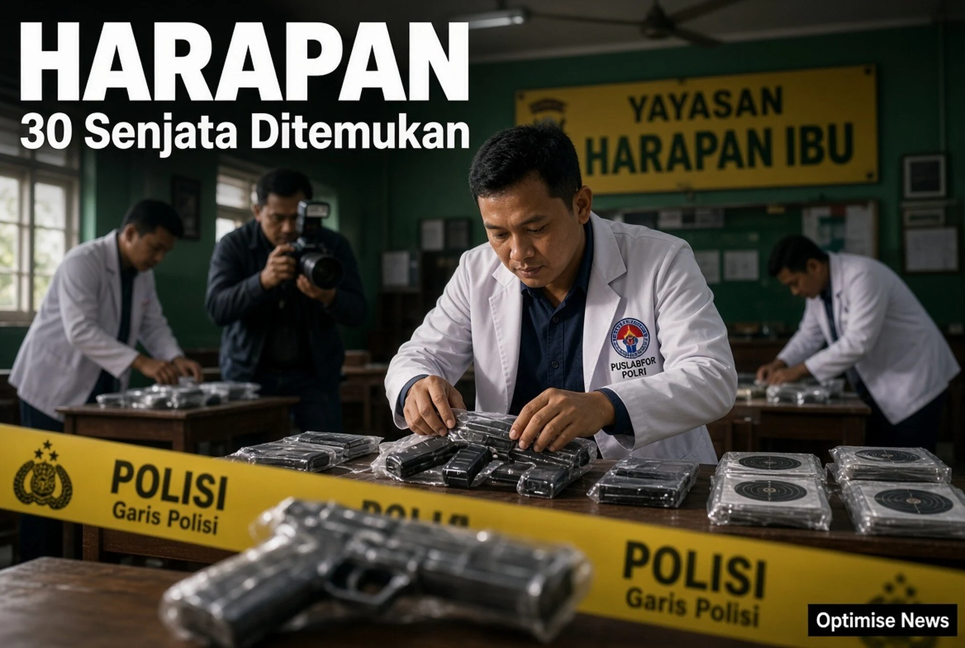 Puslabfor Temukan 30 Senjata di Yayasan Harapan Ibu