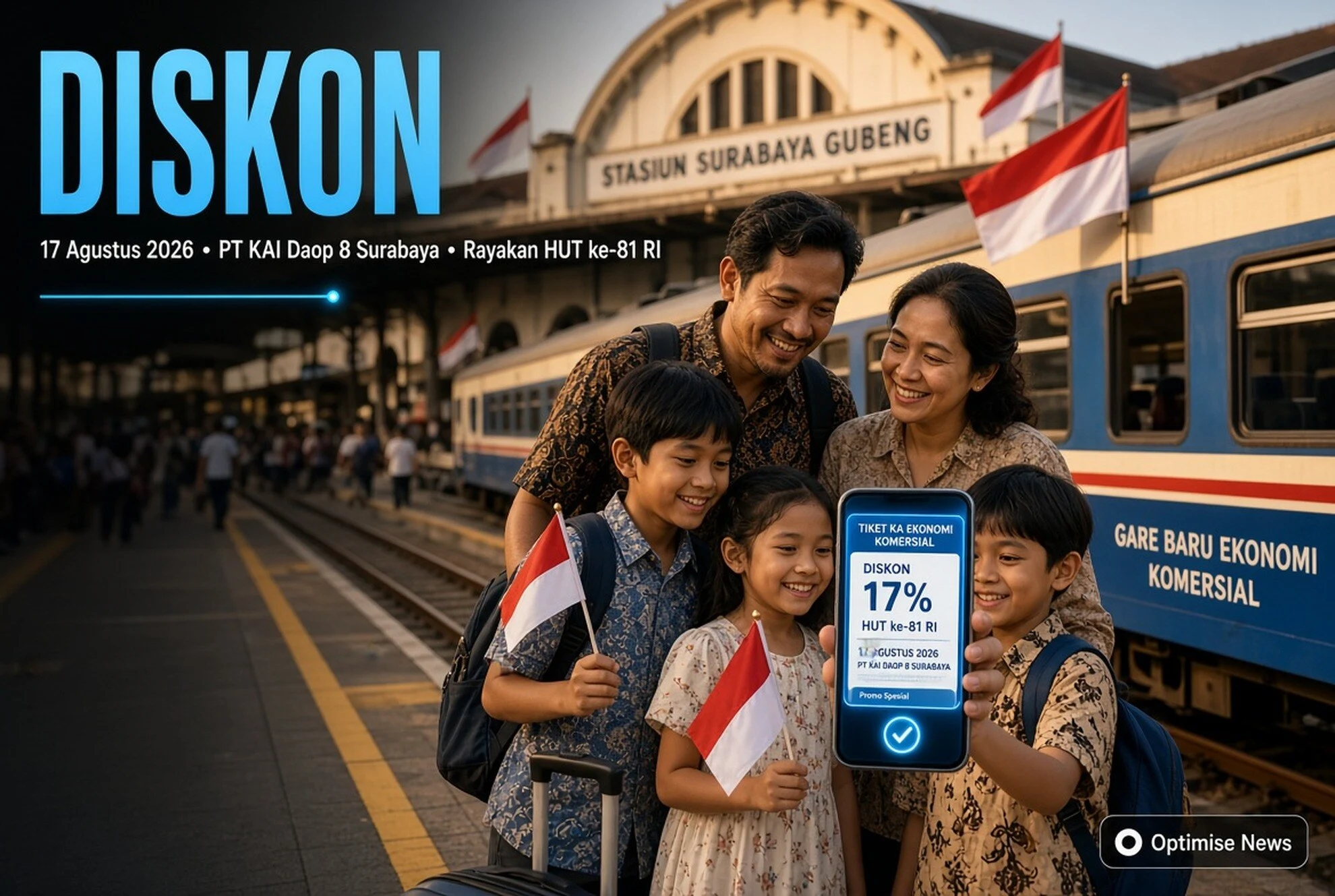 Rayakan HUT ke-81 RI, PT KAI Daop 8 Diskon KA 17%
