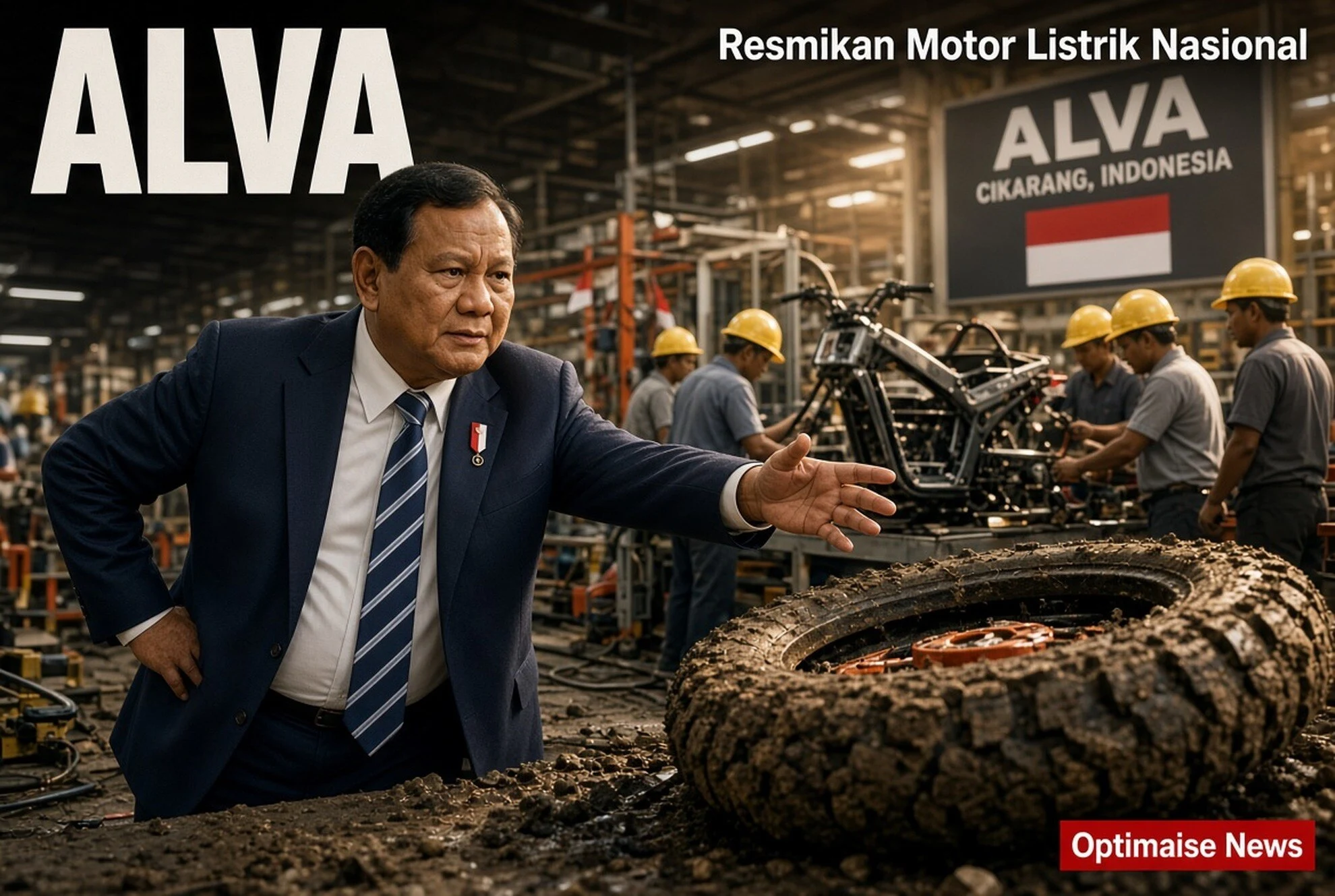 Resmikan Motor Listrik Nasional Prabowo di Pabrik ALVA