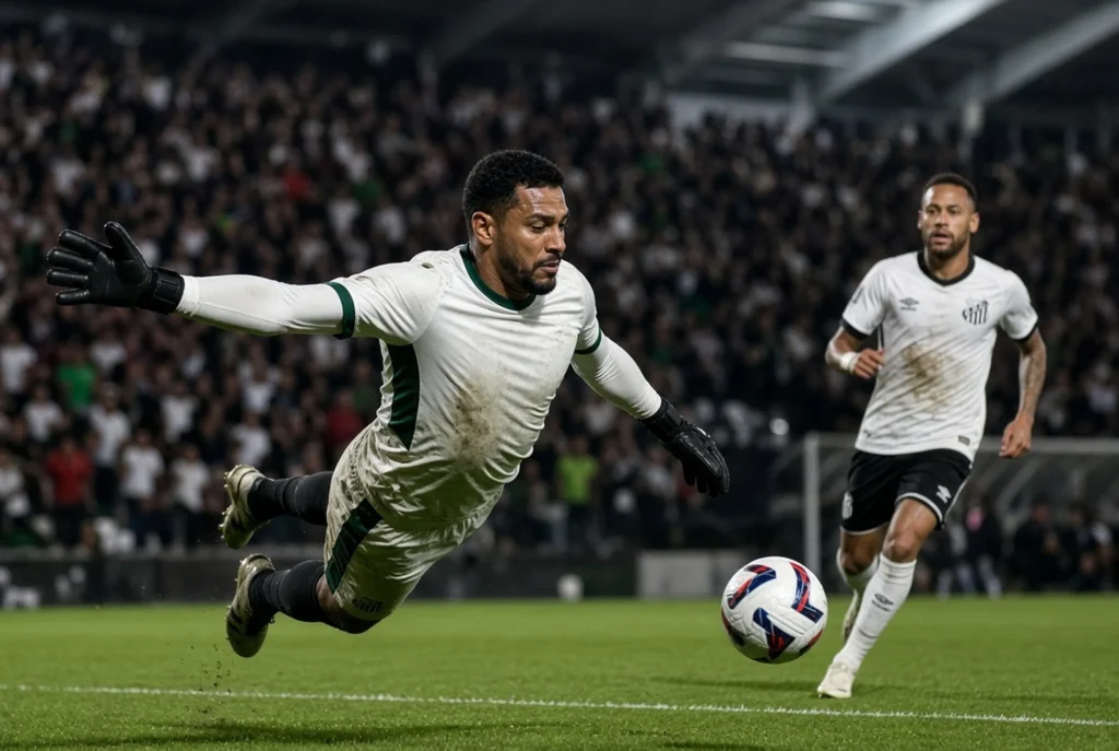Penguasaan bola 69% Santos dan perbandingan tendangan