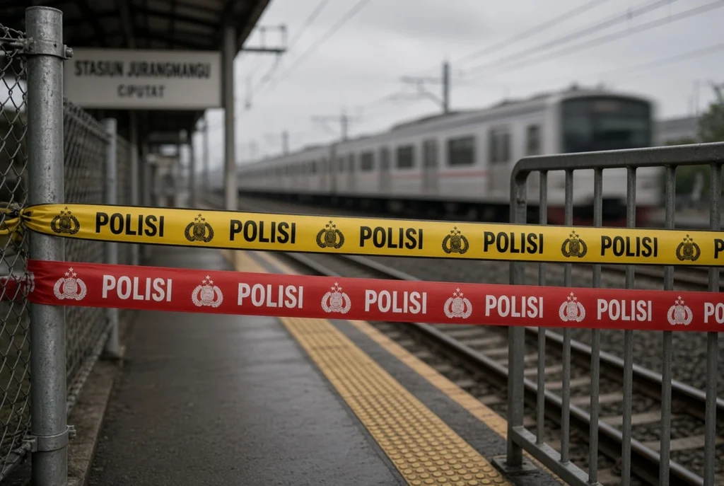 Petugas lihat korban di peron saat KRL arah Tanah Abang masuk