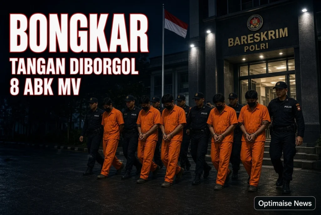 Tangan Diborgol 8 ABK MV King Sun Masuk Bareskrim Bongkar 1,3 Ton